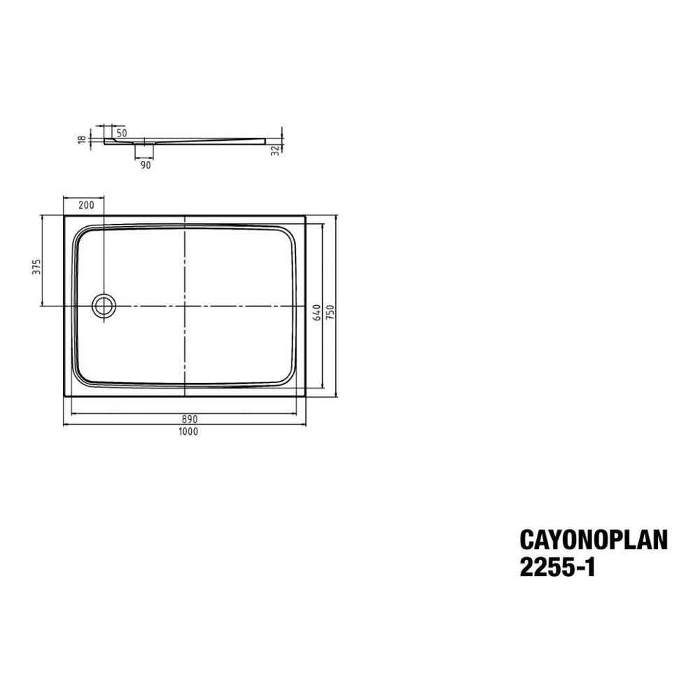 Kaldewei Duschwanne Cayonoplan Rechteckig 32/18x1000x750mm d. 90mm Alpinweiß/Wei... KALDEWEI-361530023001 4055761166188 (Abb. 3)