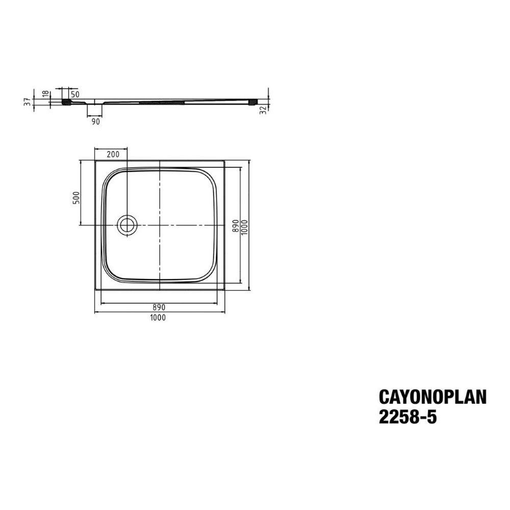 Kaldewei Duschwanne Cayonoplan Rechteckig 32/18x1000x1000mm d. 90mm Alpinweiß/We... KALDEWEI-361847930001 4055761117074 (Abb. 3)