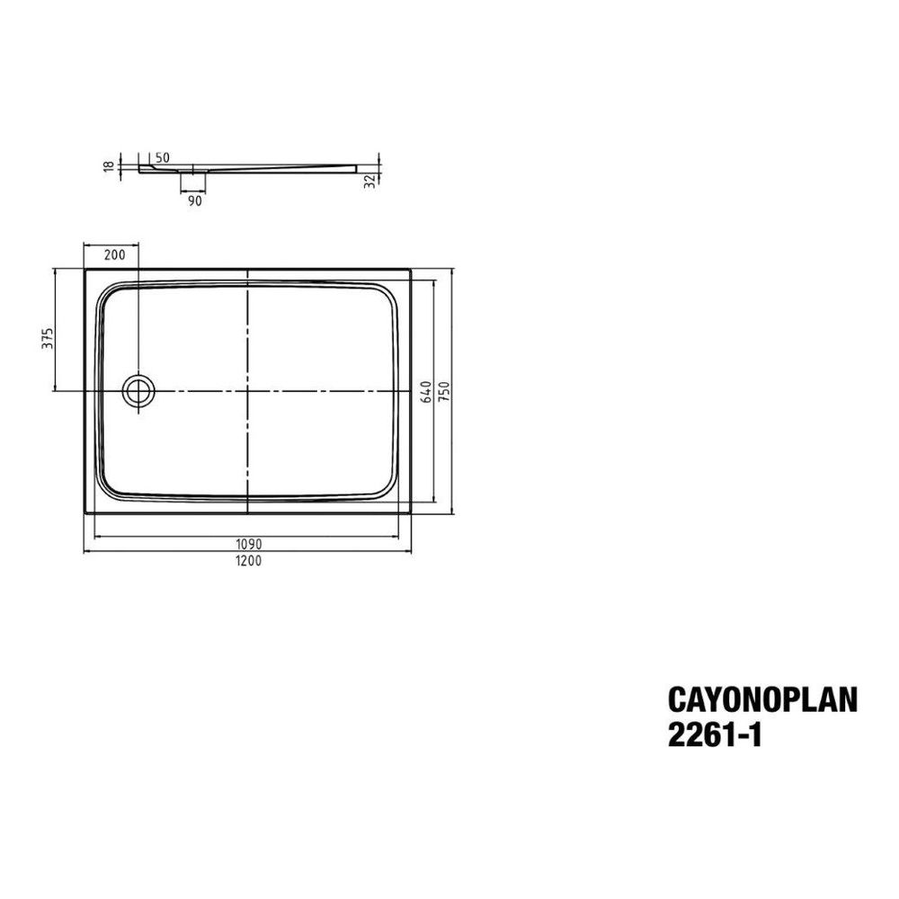 Kaldewei Duschwanne Cayonoplan Rechteckig 32/18x1200x750mm d. 90mm Alpinweiß/Wei... KALDEWEI-362130023001 4063727600744 (Abb. 3)