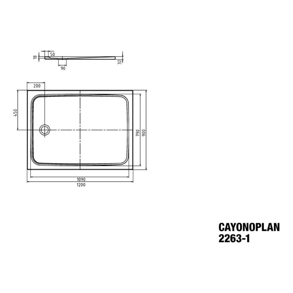 Kaldewei Duschwanne Cayonoplan Rechteckig 32/18x1200x900mm d. 90mm Alpinweiß/Wei... KALDEWEI-362330003001 4055761122450 (Abb. 3)