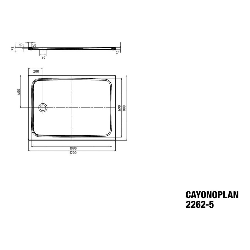 Kaldewei Duschwanne Cayonoplan Rechteckig 32/18x1200x800mm d. 90mm Alpinweiß/Wei... KALDEWEI-362247940001 4055761105293 (Abb. 3)