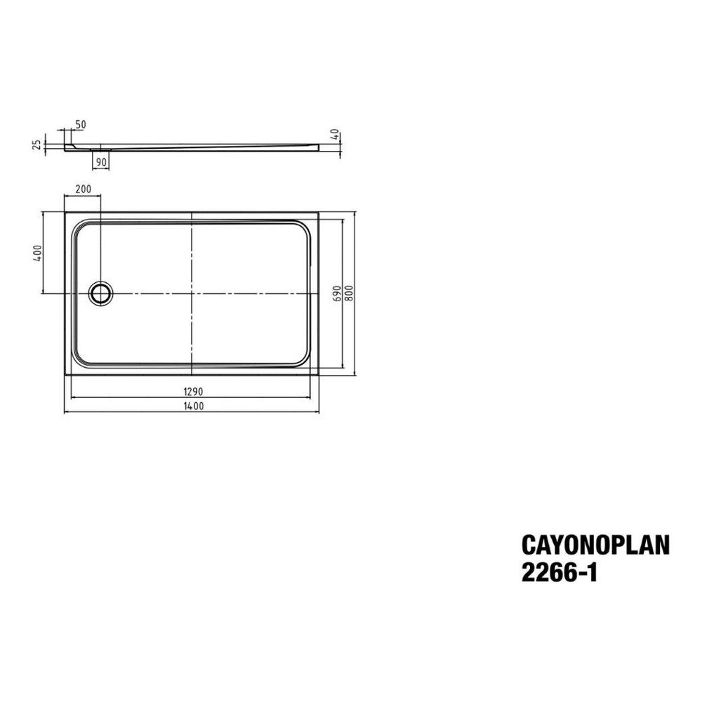Kaldewei Duschwanne Cayonoplan Rechteckig 40/25x1400x800mm d. 90mm Alpinweiß Mat... KALDEWEI-362600013711 4055761188302 (Abb. 3)