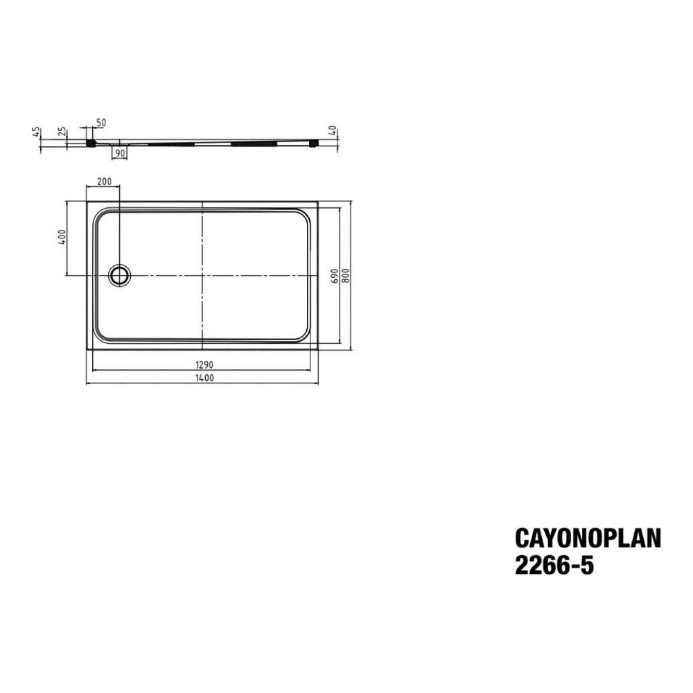 Kaldewei Duschwanne Cayonoplan Rechteckig 40/25x1400x800mm d. 90mm Alpinweiß/Wei... KALDEWEI-362647940001 4055761117838 (Abb. 3)