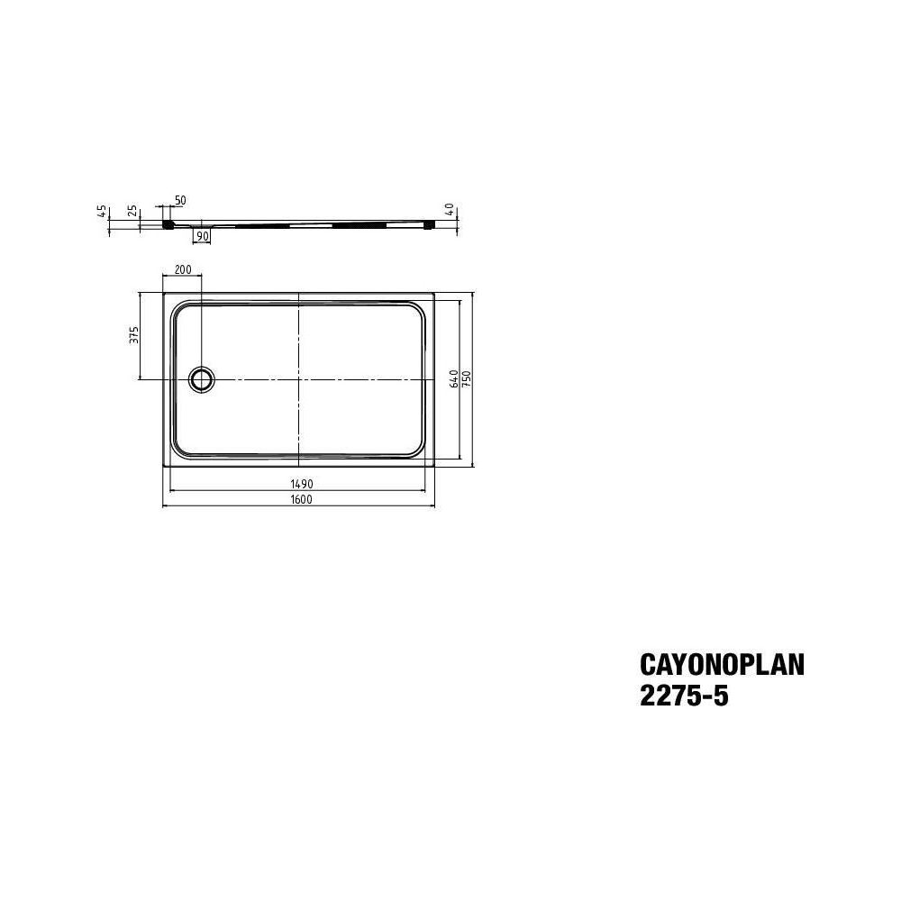 Kaldewei Duschwanne Cayonoplan Rechteckig 40/25x1600x750mm d. 90mm Alpinweiß/Wei... KALDEWEI-363547943001 4055761128131 (Abb. 3)