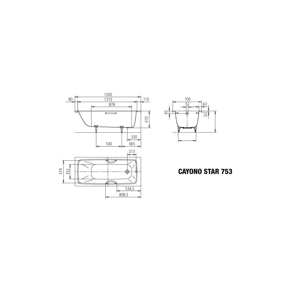 Kaldewei Badewanne Cayono Star rechteckig 410x700x1500mm 89l Alpinweiß m. Antisl... KALDEWEI-275330000001 4001112909386 (Abb. 3)