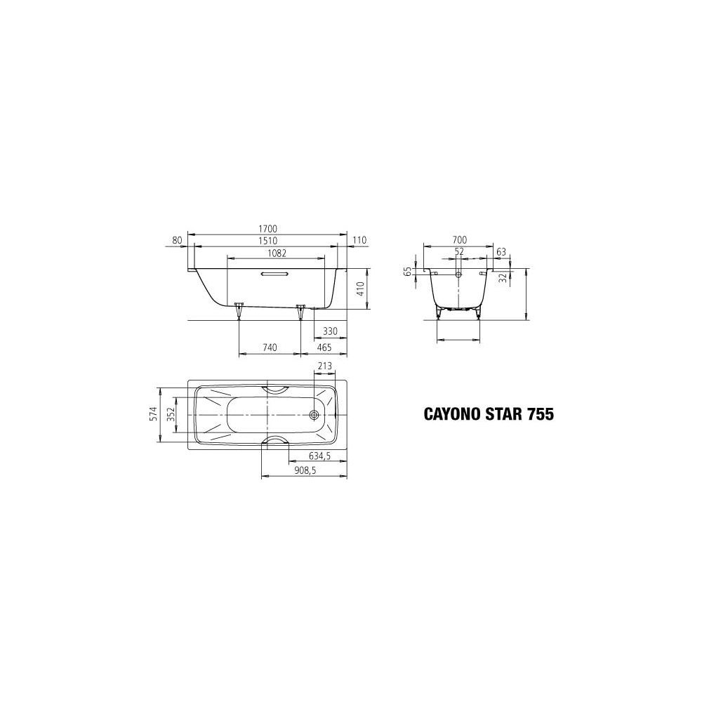 Kaldewei Badewanne Cayono Star rechteckig 410x700x1700mm 110l Manhattan m. Antis... KALDEWEI-275530000199 4063727763098 (Abb. 3)
