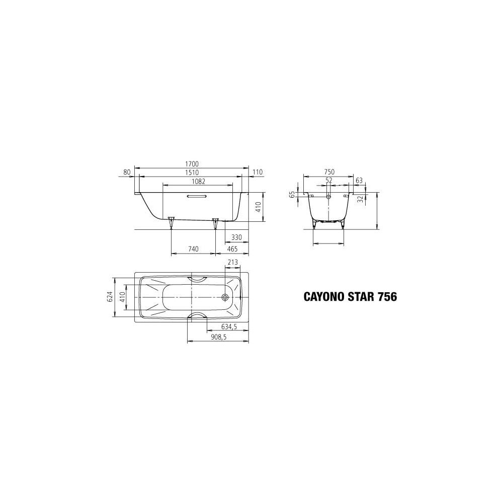 Kaldewei Badewanne Cayono Star rechteckig 410x750x1700mm 136l Bahamabeige m. GL,... KALDEWEI-275600010030 4063727762732 (Abb. 3)