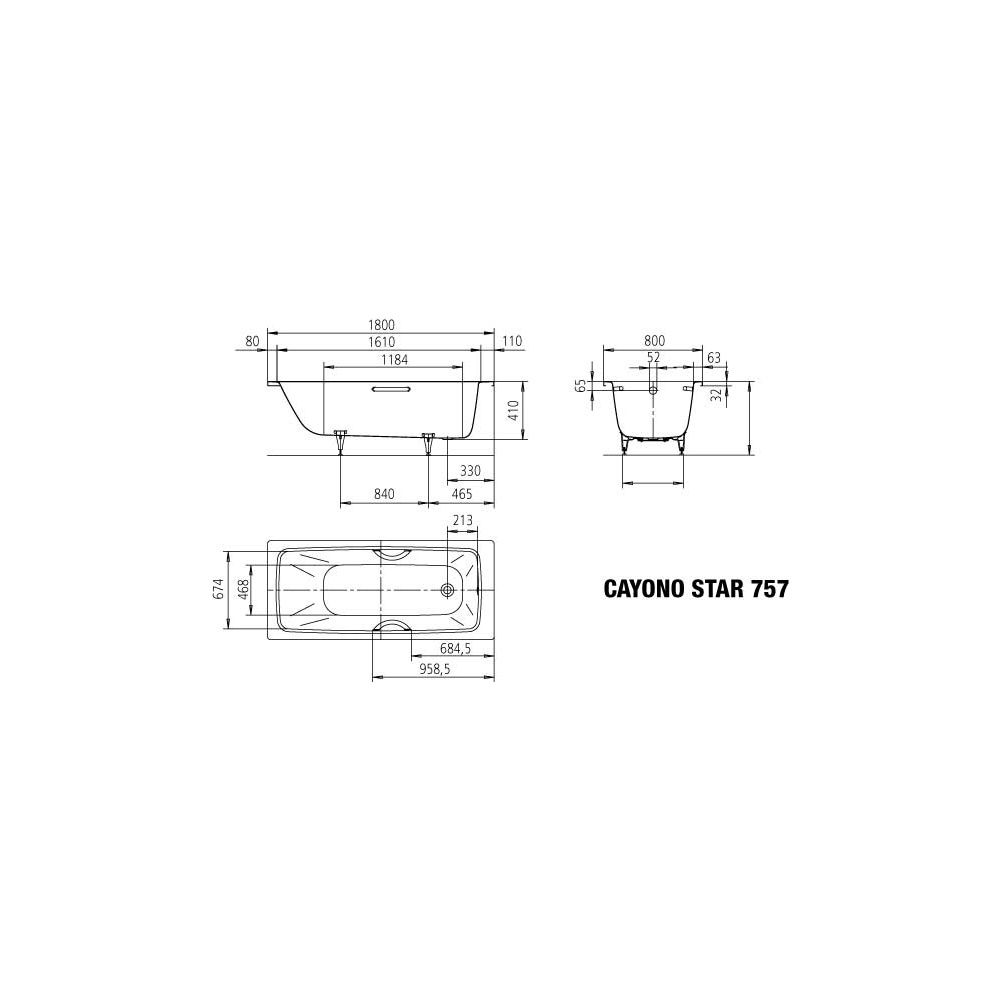 Kaldewei Badewanne Cayono Star rechteckig 410x800x1800mm 171l Manhattan m. GL, Ü... KALDEWEI-275700010199 4063727762169 (Abb. 3)