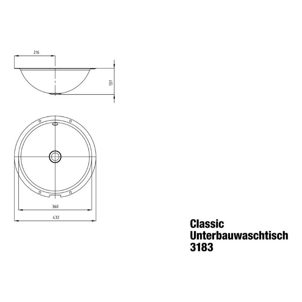 Kaldewei Unterbauwaschtisch Classic rund 137x432x432mm, Alpinweiß/Mattschwarz, o... KALDEWEI-910107253001 4063728863773 (Abb. 3)