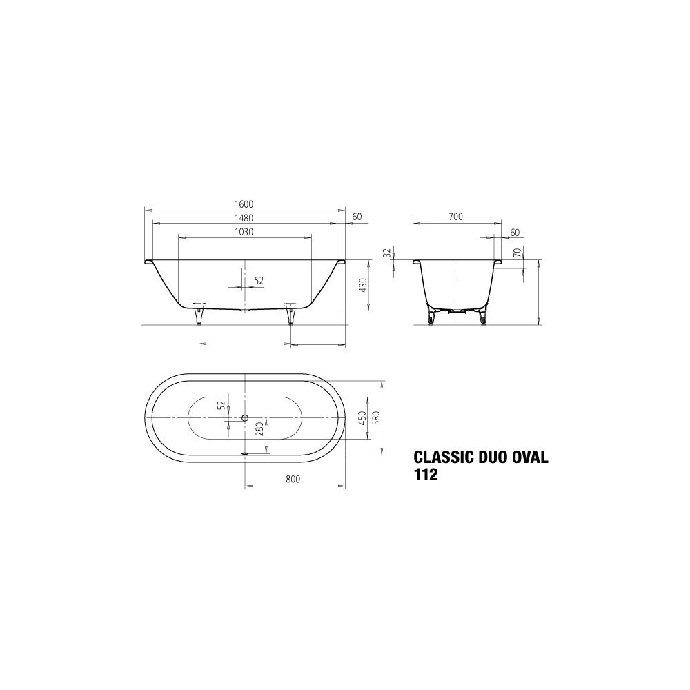 Kaldewei Badewanne Classic Duo oval 430x700x1600mm 95l Manhattan m. Antislip, ÜL... KALDEWEI-291330000199 4063727012837 (Abb. 3)