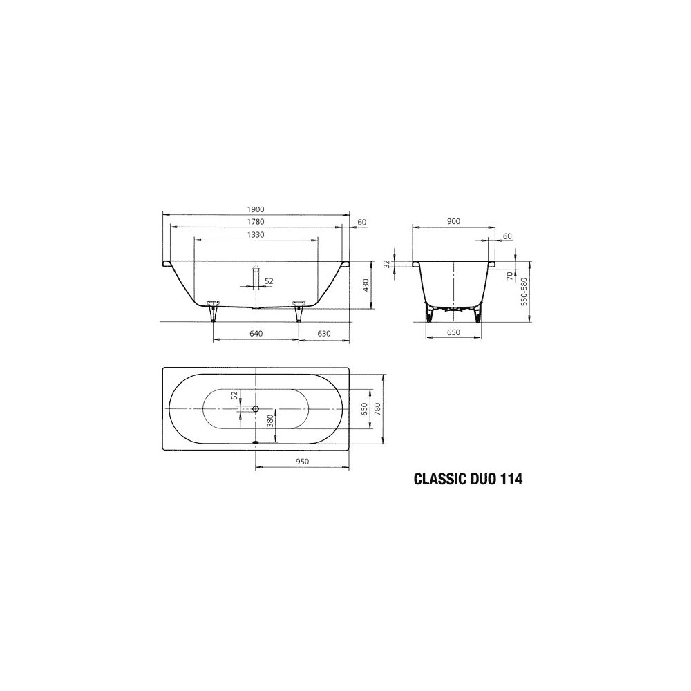 Kaldewei Badewanne Classic Duo rechteckig 430x900x1900mm 213l Alpinweiß m. ÜL, o... KALDEWEI-291500010001 4001112711835 (Abb. 4)