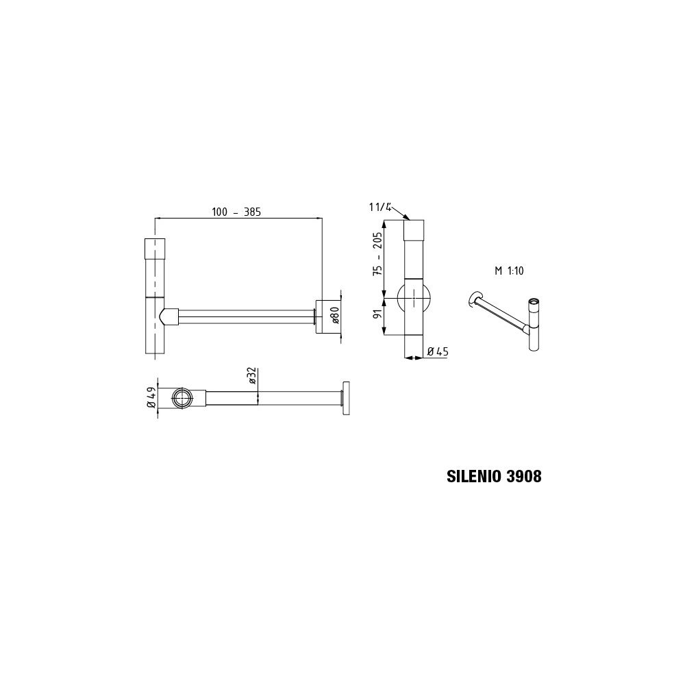 Kaldewei Designsiphon Modell 3908 für alle Modelle, G 1 1/4" AG, Anschlussrohr d... KALDEWEI-905700000999 4001112977163 (Abb. 3)