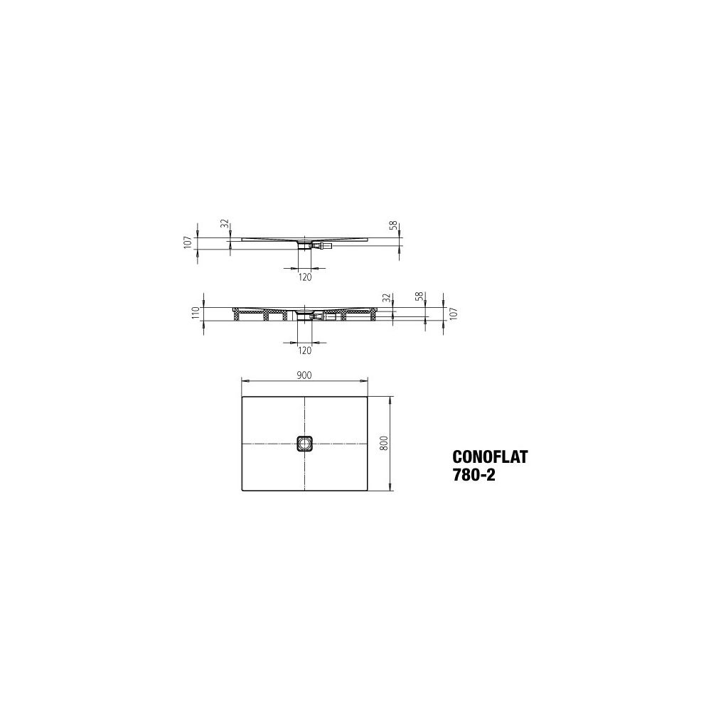 Kaldewei Duschwanne Conoflat Rechteckig 32/23x900x800mm d. 120mm Pergamon, m. PE... KALDEWEI-465048043231 4001112762431 (Abb. 3)