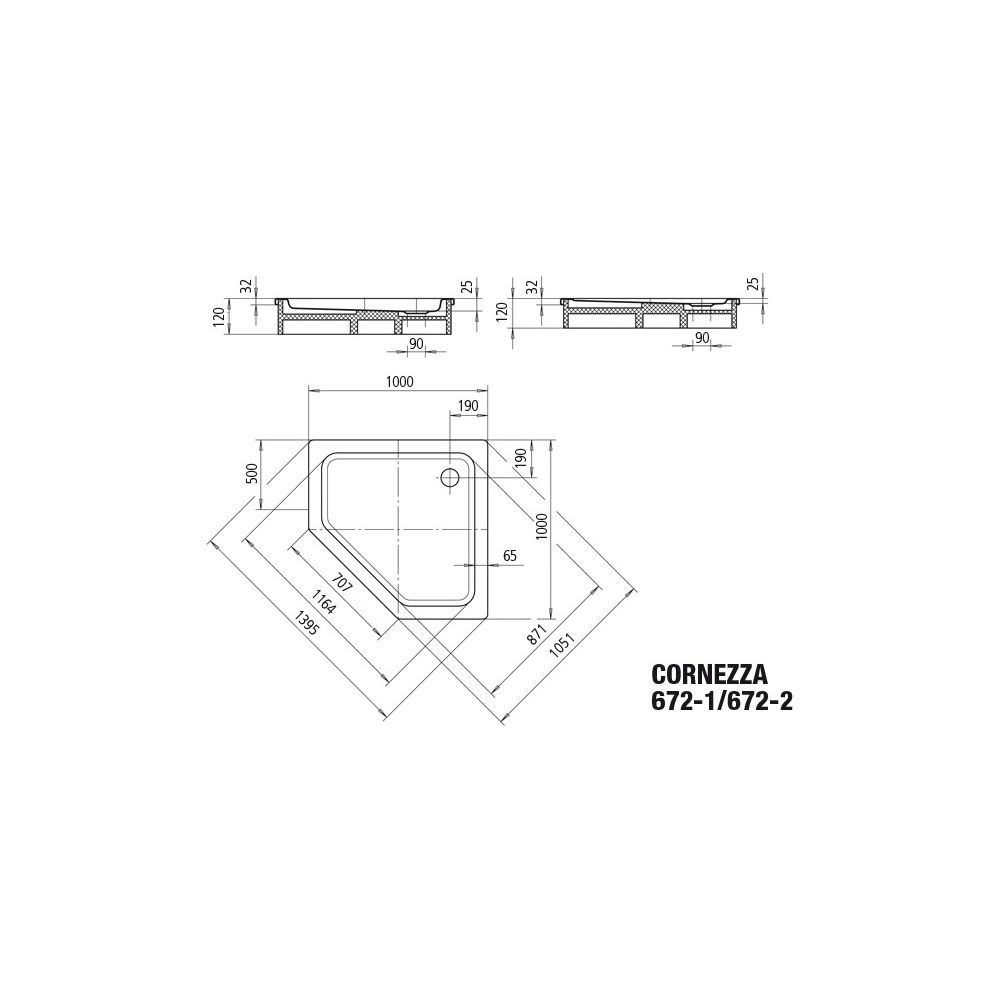 Kaldewei Duschwanne Cornezza Fünfeckig 32/25x1000x1000mm d. 90mm Warm Grey 70/Gr... KALDEWEI-459248041672 4063728929684 (Abb. 2)