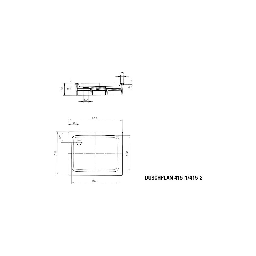 Kaldewei Duschwanne Duschplan Rechteckig 32/65x1200x700mm d. 90mm Alpinweiß/Weiß... KALDEWEI-431500010001 4001112563250 (Abb. 4)
