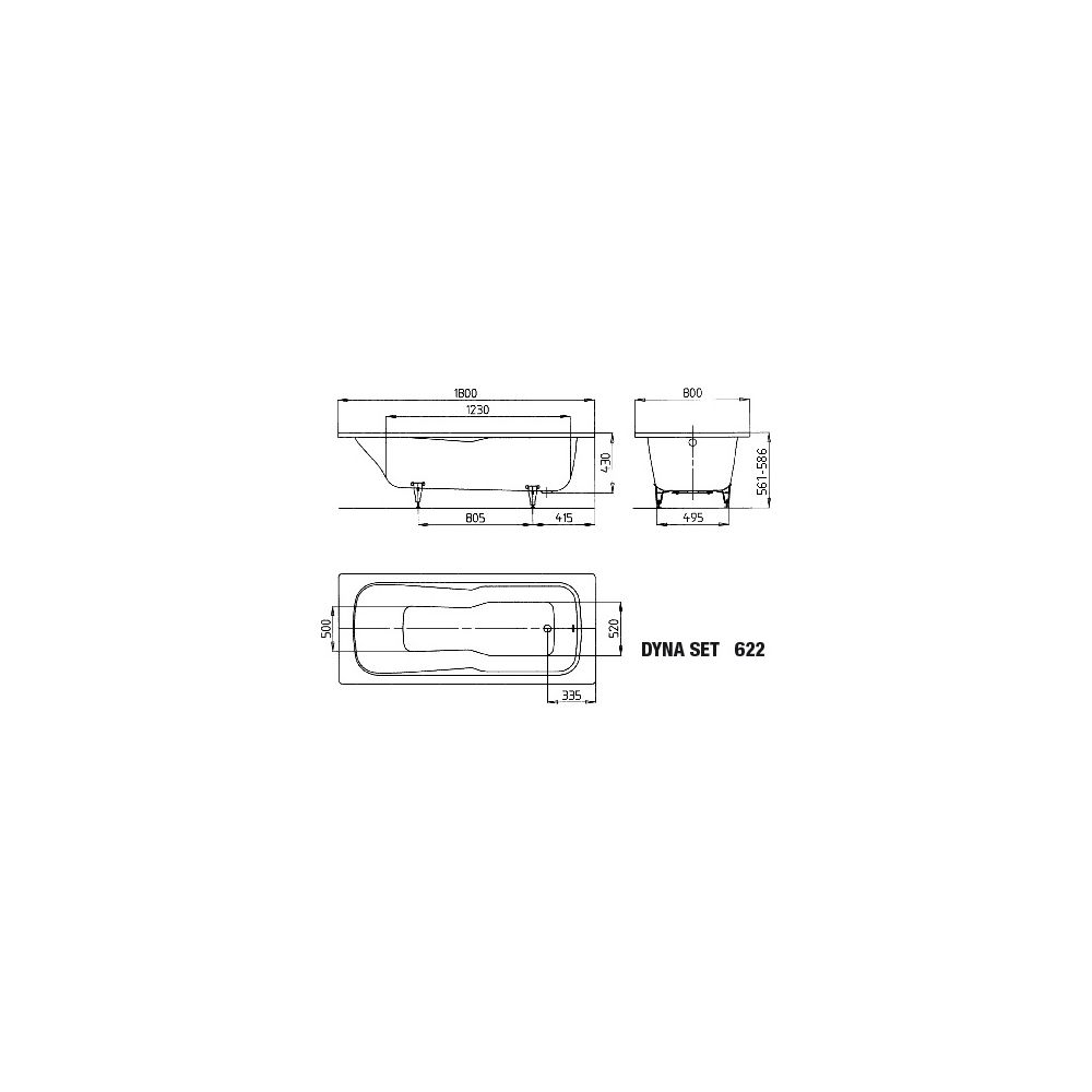 Kaldewei Badewanne Dyna Set rechteckig 430x800x1800mm 169l Alpinweiß m. Antislip... KALDEWEI-226430000001 4001112129548 (Abb. 3)