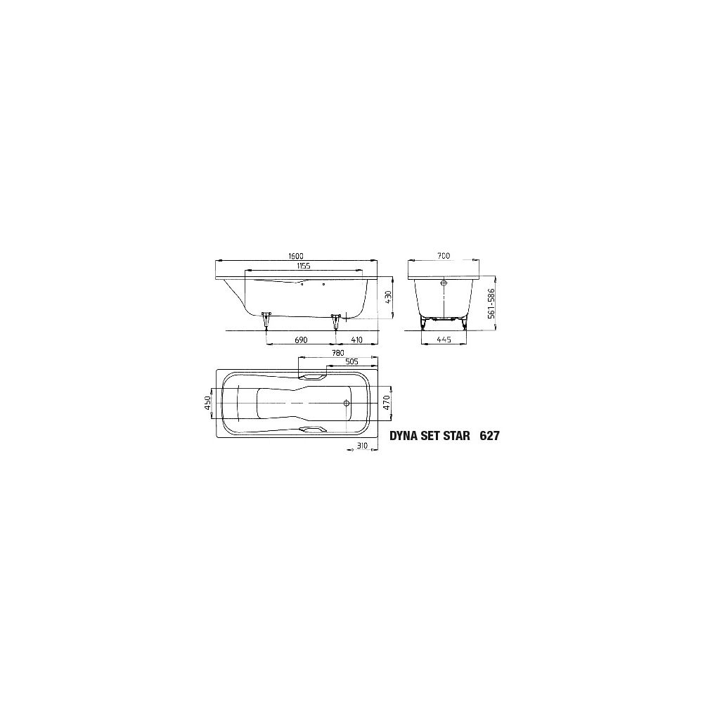 Kaldewei Badewanne Dyna Set Star rechteckig 430x700x1600mm 122l Manhattan m. Ant... KALDEWEI-226930000199 4063727073067 (Abb. 3)
