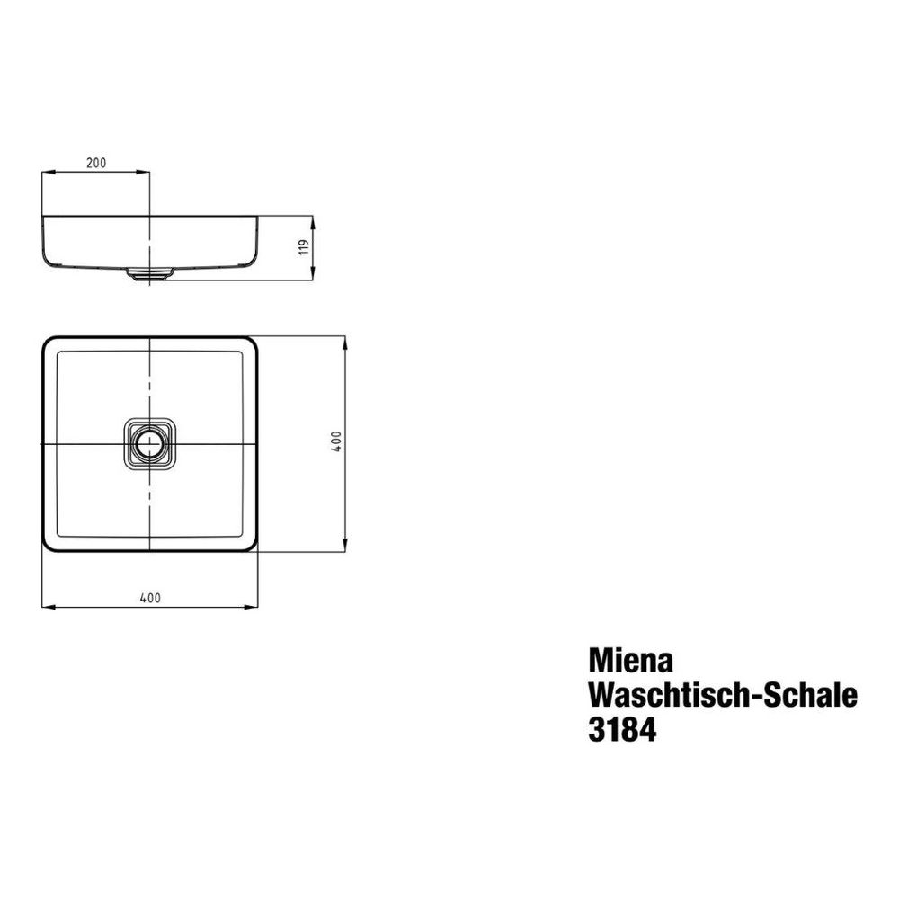 Kaldewei Schale Miena rechteckig 119x400x400mm, Warm Grey 60, ohne HL, ohne ÜL m... KALDEWEI-909506003671 4055761250559 (Abb. 3)