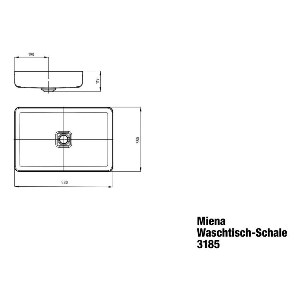 Kaldewei Schale Miena rechteckig 119x380x580mm, Bahamabeige, ohne HL, ohne ÜL mi... KALDEWEI-909606003030 4055761137171 (Abb. 3)