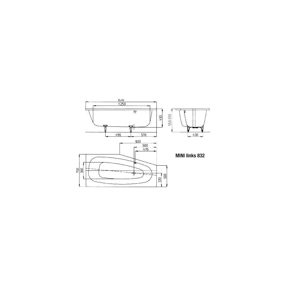 Kaldewei Badewanne Mini Kombi.-Form 430x750x1570mm Links 110l Alpinweiß m. ÜL, o... KALDEWEI-224800010001 4001112289969 (Abb. 4)