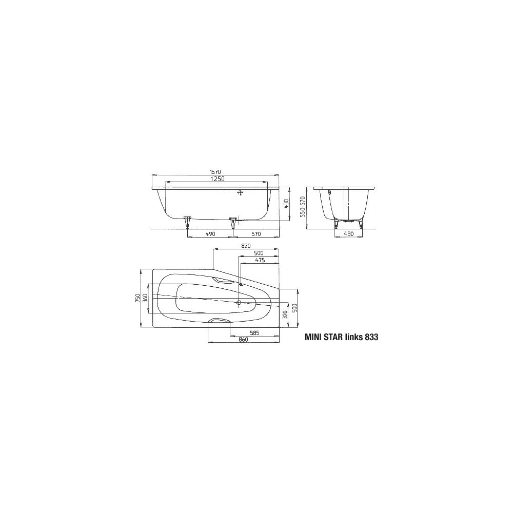 Kaldewei Badewanne Mini Star Kombi.-Form 430x750x1570mm Links 110l Pergamon m. V... KALDEWEI-224934013231 4001112625927 (Abb. 3)