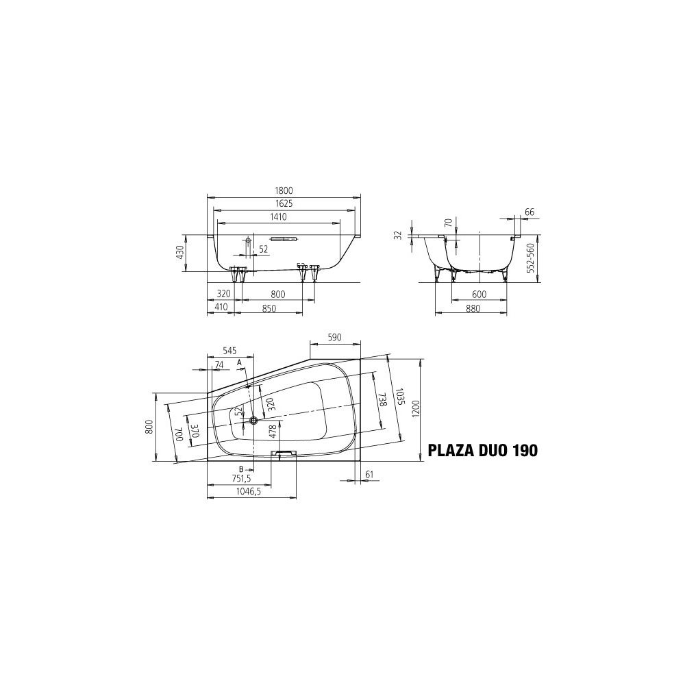 Kaldewei Badewanne Plaza Duo Kombi.-Form 430x1200x1800mm Rechts 273l Alpinweiß m... KALDEWEI-237000010001 4001112658802 (Abb. 4)