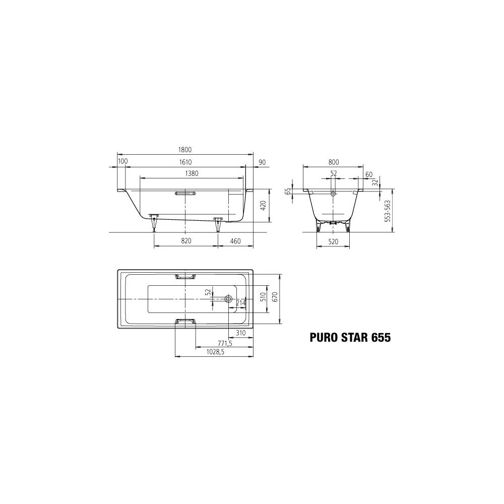 Kaldewei Badewanne Puro Star rechteckig 420x800x1800mm 170l Alpinweiß m. Vollant... KALDEWEI-255534010001 4001112867679 (Abb. 3)
