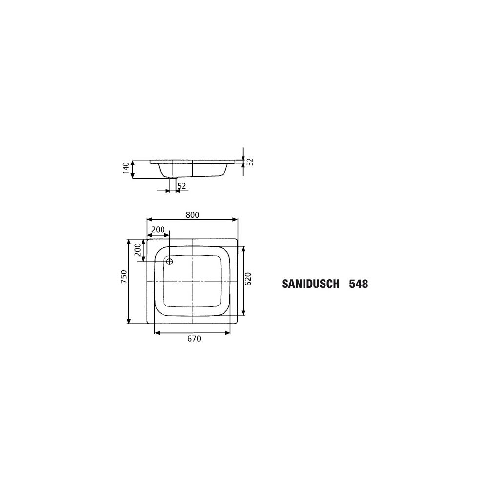 Kaldewei Duschwanne Sanidusch Rechteckig 32/140x800x750mm d. 52mm Alpinweiß/Weiß... KALDEWEI-331500010001 4001112142103 (Abb. 4)