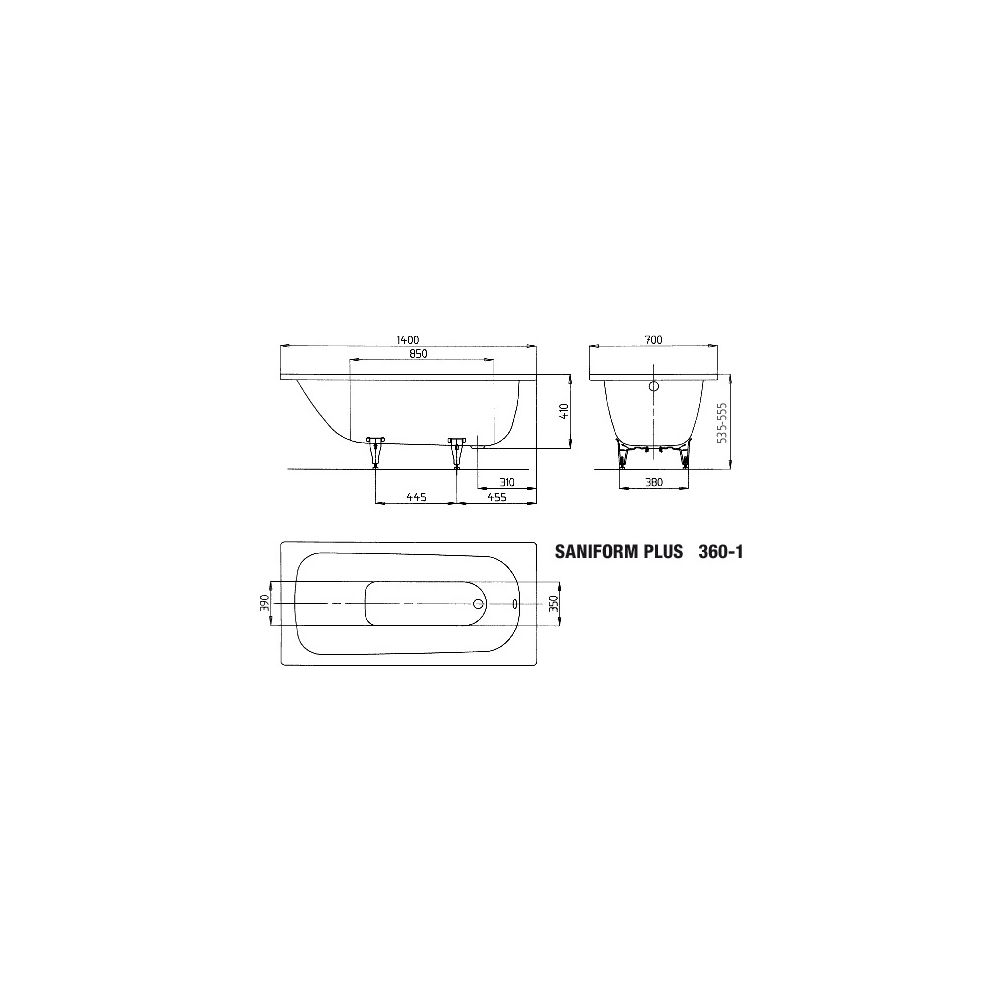 Kaldewei Badewanne Saniform Plus rechteckig 410x700x1400mm 67l Alpinweiß m. ÜL, ... KALDEWEI-111500010001 4001112028957 (Abb. 4)