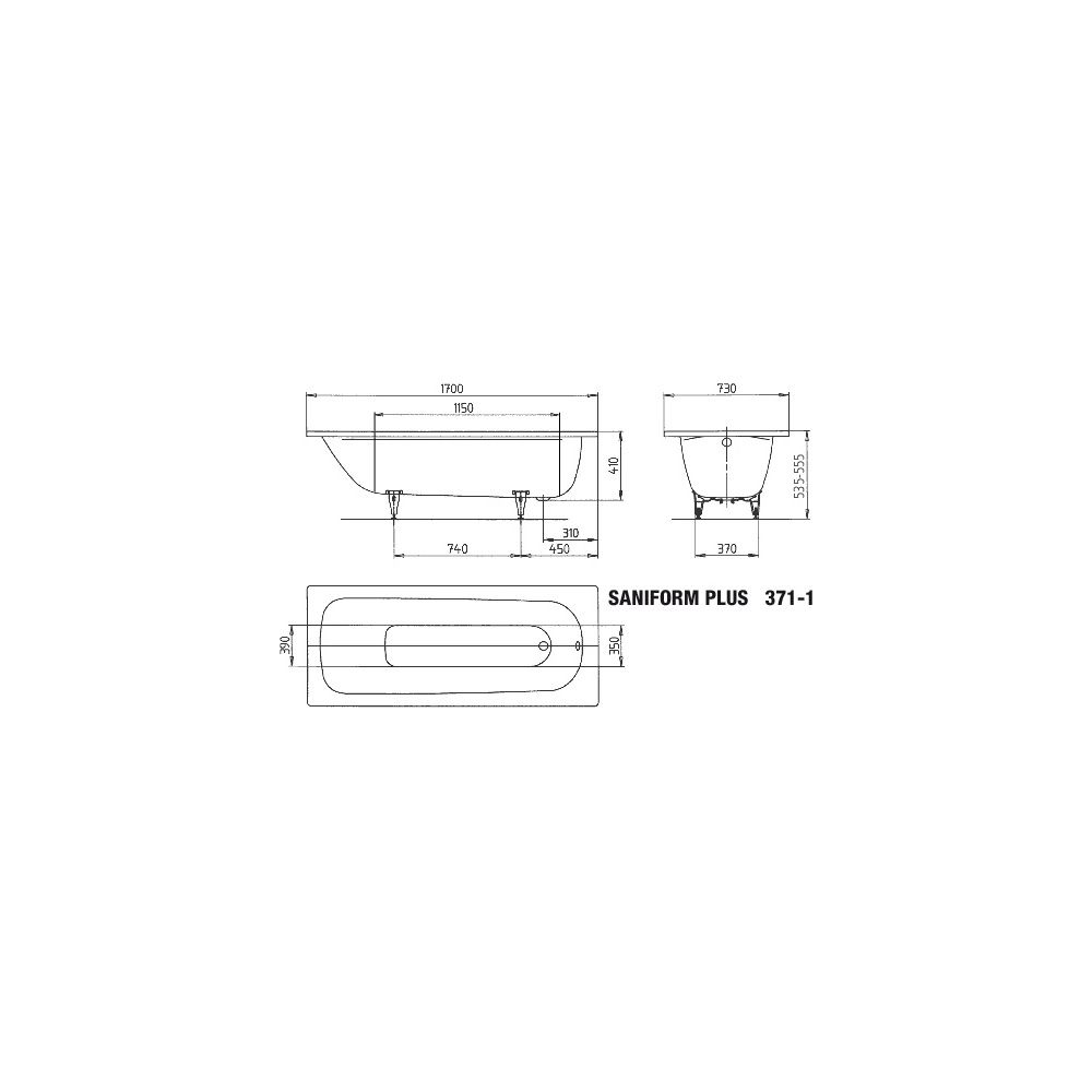 Kaldewei Badewanne Saniform Plus rechteckig 410x730x1700mm 111l Alpinweiß m. ÜL,... KALDEWEI-112900010001 4001112260326 (Abb. 4)