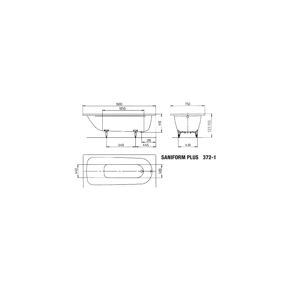 Kaldewei Badewanne Saniform Plus rechteckig 410x750x1600mm 107l Alpinweiß m. ÜL,... KALDEWEI-112500010001 4001112050583 (Abb. 4)