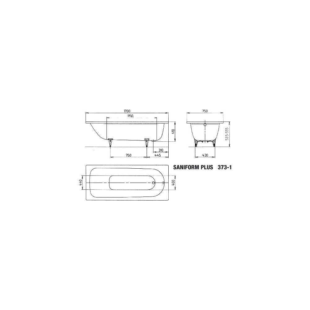 Kaldewei Badewanne Saniform Plus rechteckig 410x750x1700mm 123l Alpinweiß m. ÜL,... KALDEWEI-112600010001 4001112051542 (Abb. 4)