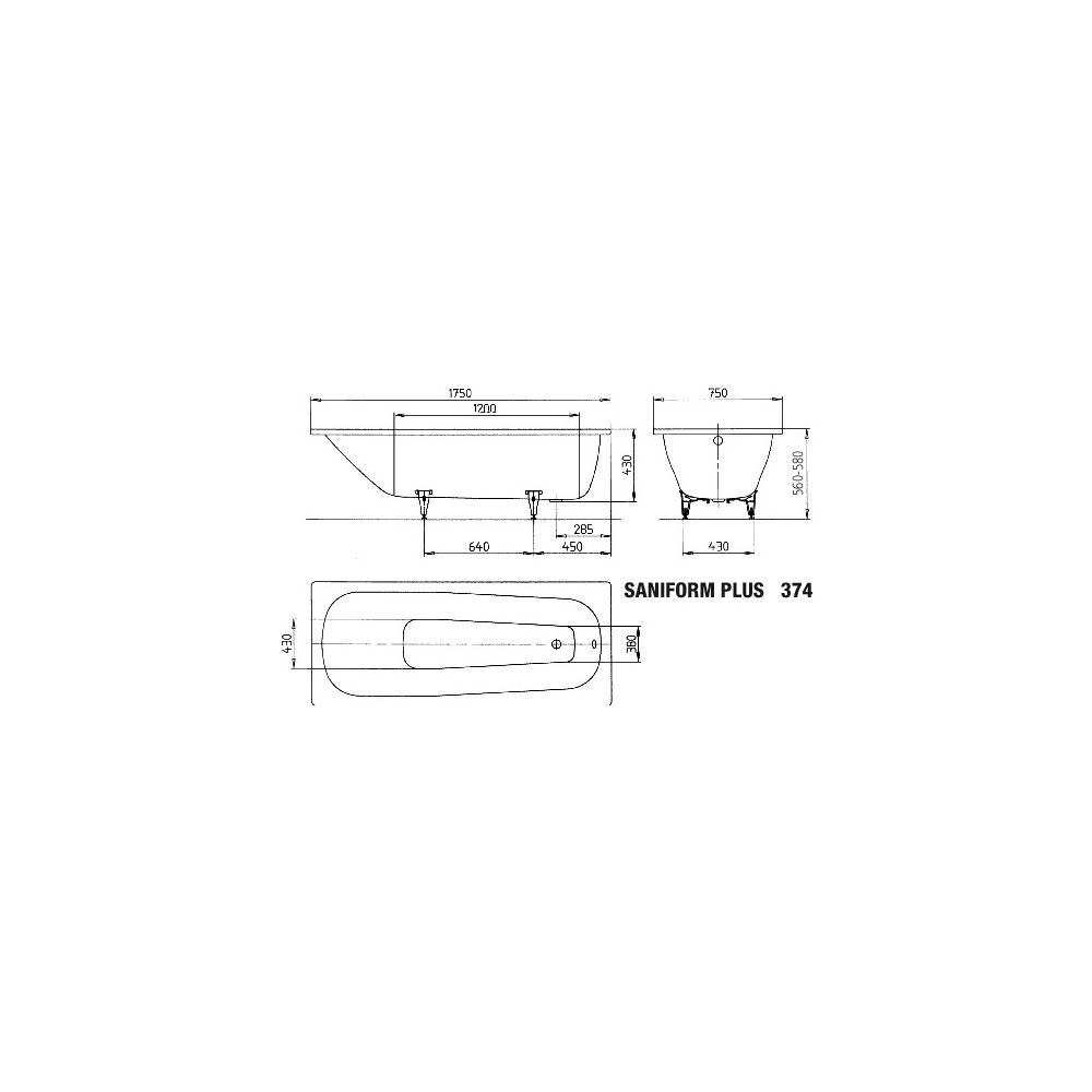 Kaldewei Badewanne Saniform rechteckig 430x750x1750mm 145l Manhattan m. ÜL, PEFF... KALDEWEI-112200013199 4001112432075 (Abb. 3)