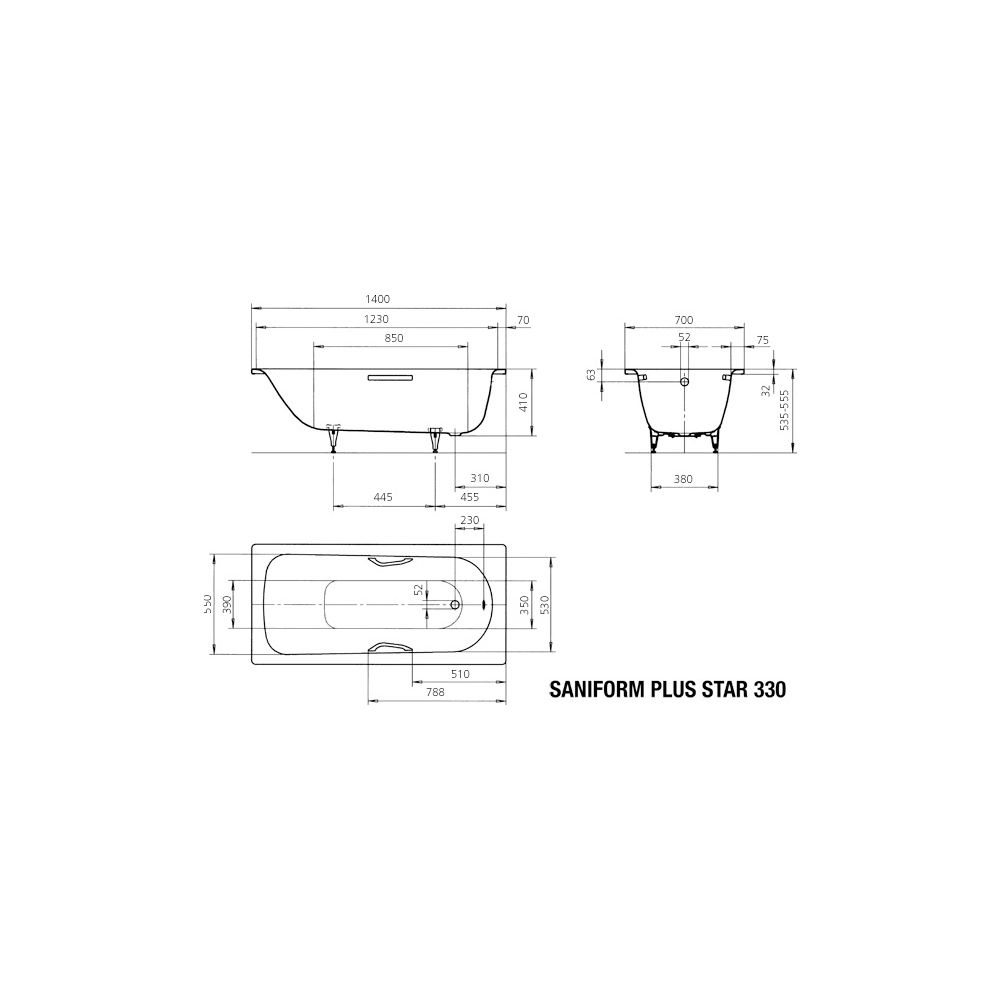 Kaldewei Badewanne Saniform Plus Star rechteckig 410x700x1400mm 67l Alpinweiß m.... KALDEWEI-133030003001 4001112556399 (Abb. 3)