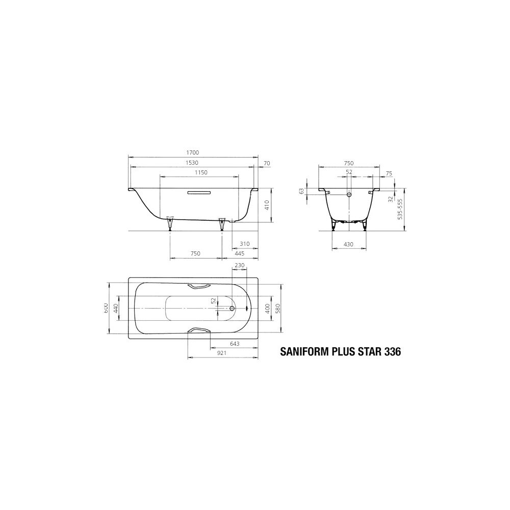Kaldewei Badewanne Saniform Plus Star rechteckig 410x750x1700mm 123l Alpinweiß m... KALDEWEI-133600010001 4001112285510 (Abb. 4)