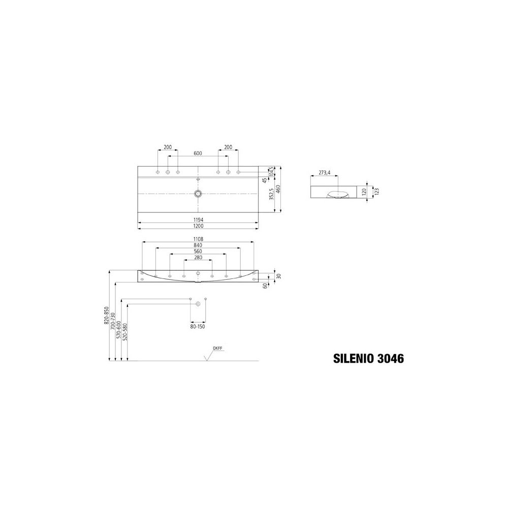 Kaldewei Wand-Doppelwaschtisch Silenio rechteckig 123x460x1200mm, Alpinweiß, 6 H... KALDEWEI-904506373001 4055761012331 (Abb. 3)