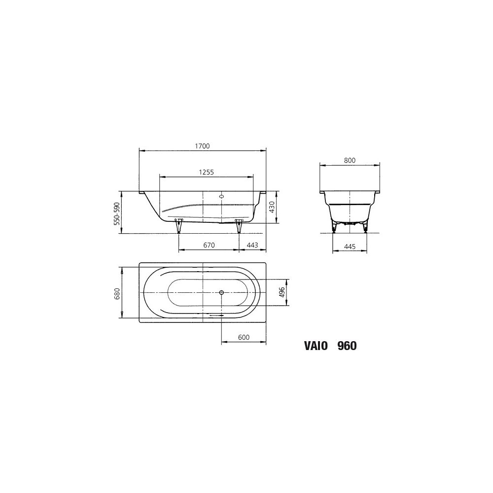 Kaldewei Badewanne Vaio rechteckig 430x800x1700mm 145l Pergamon m. Vollantislip,... KALDEWEI-234034010231 4001112618141 (Abb. 3)