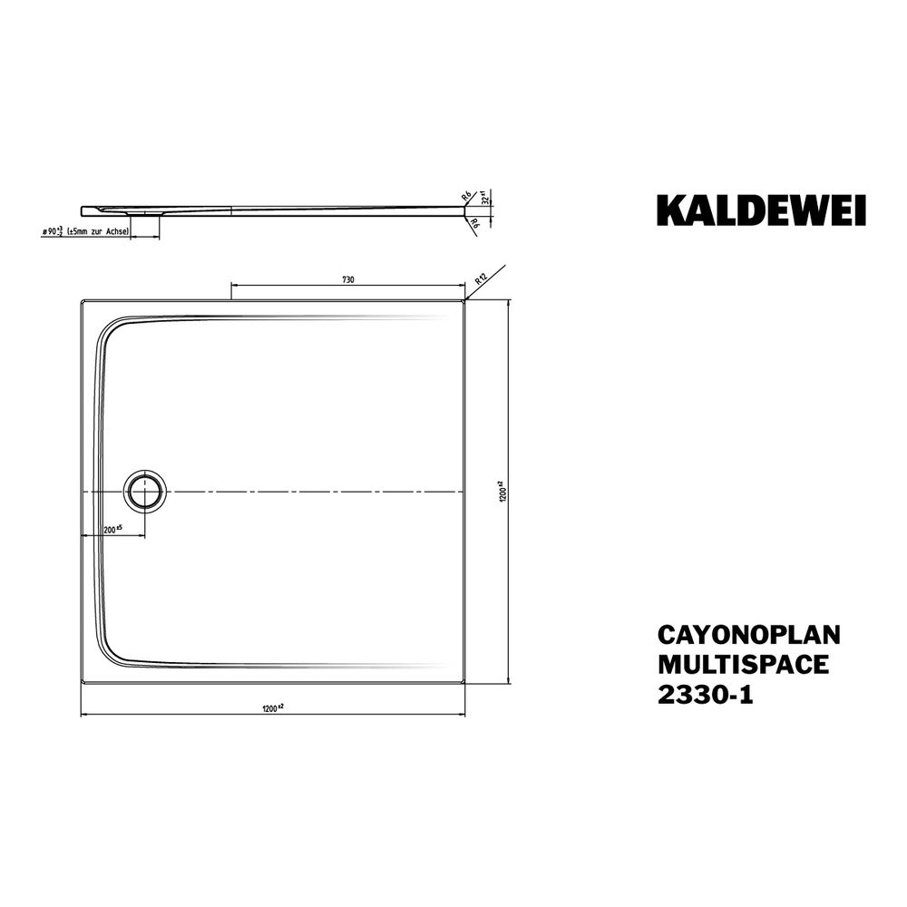 Kaldewei Duschwanne Cayonoplan Multispace Rechteckig 32/17x1200x1200mm d. 90mm A... KALDEWEI-414033032711 4055761211468 (Abb. 3)