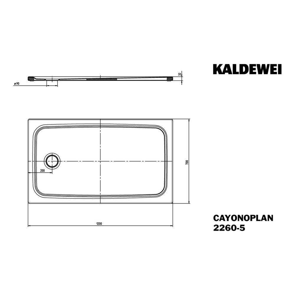 Kaldewei Duschwanne Cayonoplan Rechteckig 32/18x1200x700mm d. 90mm Alpinweiß/Wei... KALDEWEI-362047933001 4063727849754 (Abb. 3)