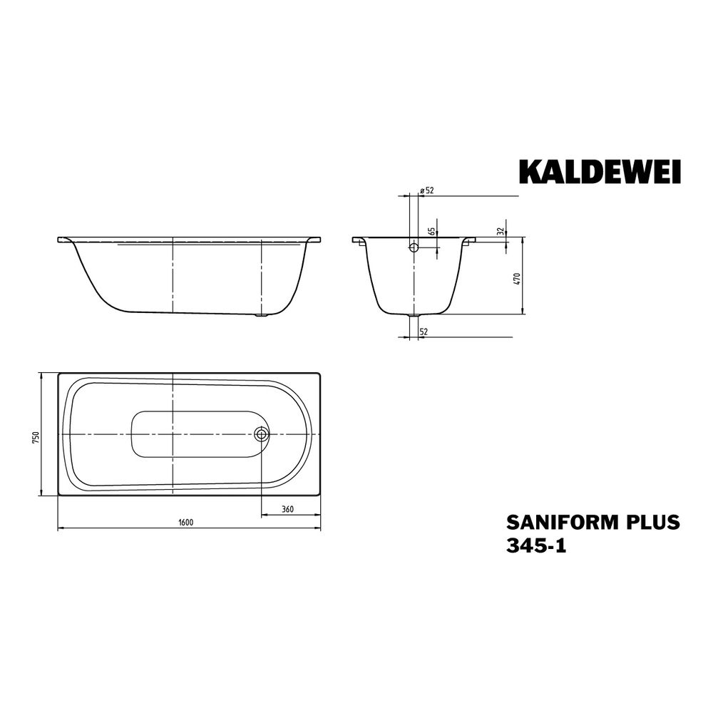 Kaldewei Badewanne Saniform Plus Star rechteckig 480x750x1600mm 140l Alpinweiß m... KALDEWEI-134530003001 4001112713150 (Abb. 3)