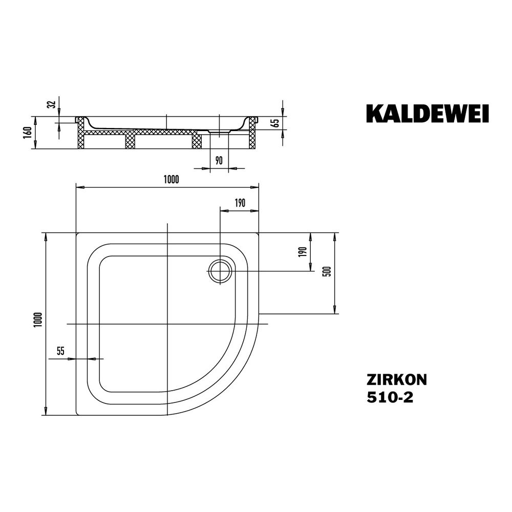 Kaldewei Duschwanne Zirkon Rechteckig 32/65x1000x1000mm d. 90mm Alpinweiß/Weiß, ... KALDEWEI-456435000001 4001112665312 (Abb. 3)