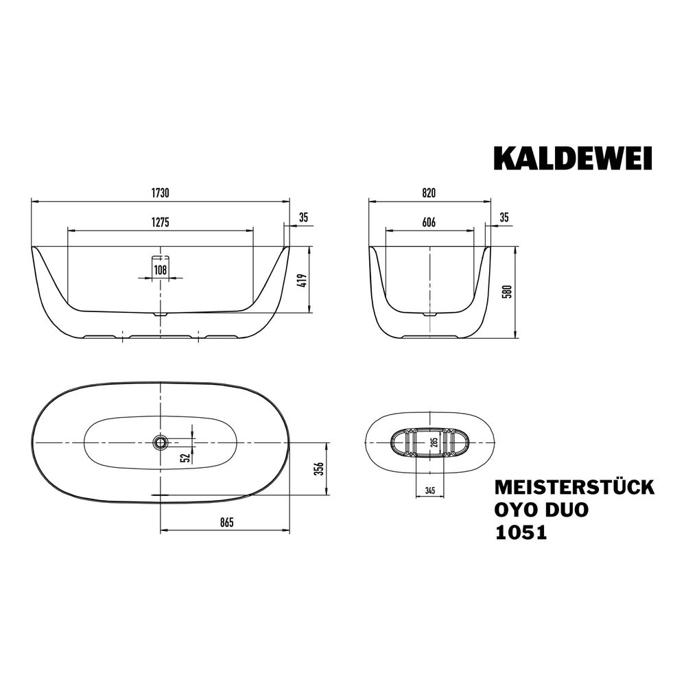 Kaldewei Badewanne Oyo Duo oval 439x820x1730mm 186l Alpinweiß/Chrom m. GL1S, Gar... KALDEWEI-205143770001 4063728696906 (Abb. 3)