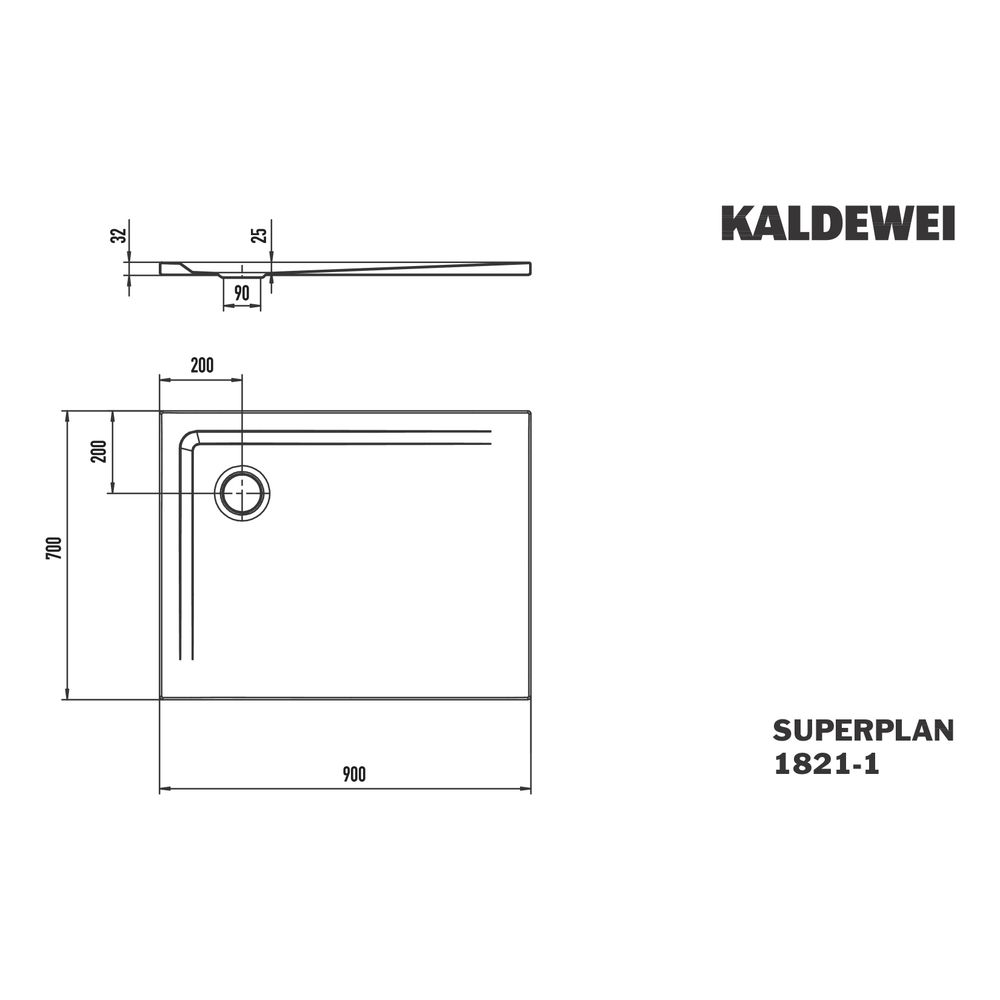 Kaldewei Duschwanne Superplan Rechteckig 32/25x900x700mm d. 90mm Alpinweiß/Weiß,... KALDEWEI-382100011001 4063728687379 (Abb. 3)