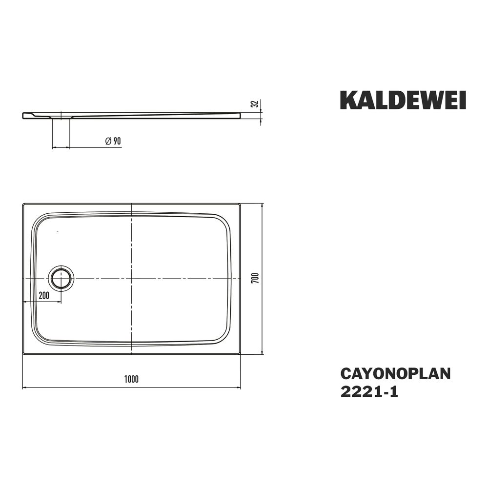 Kaldewei Duschwanne Cayonoplan Rechteckig 32/18x1000x700mm d. 90mm Alpinweiß/Wei... KALDEWEI-375100011001 4063728695770 (Abb. 3)