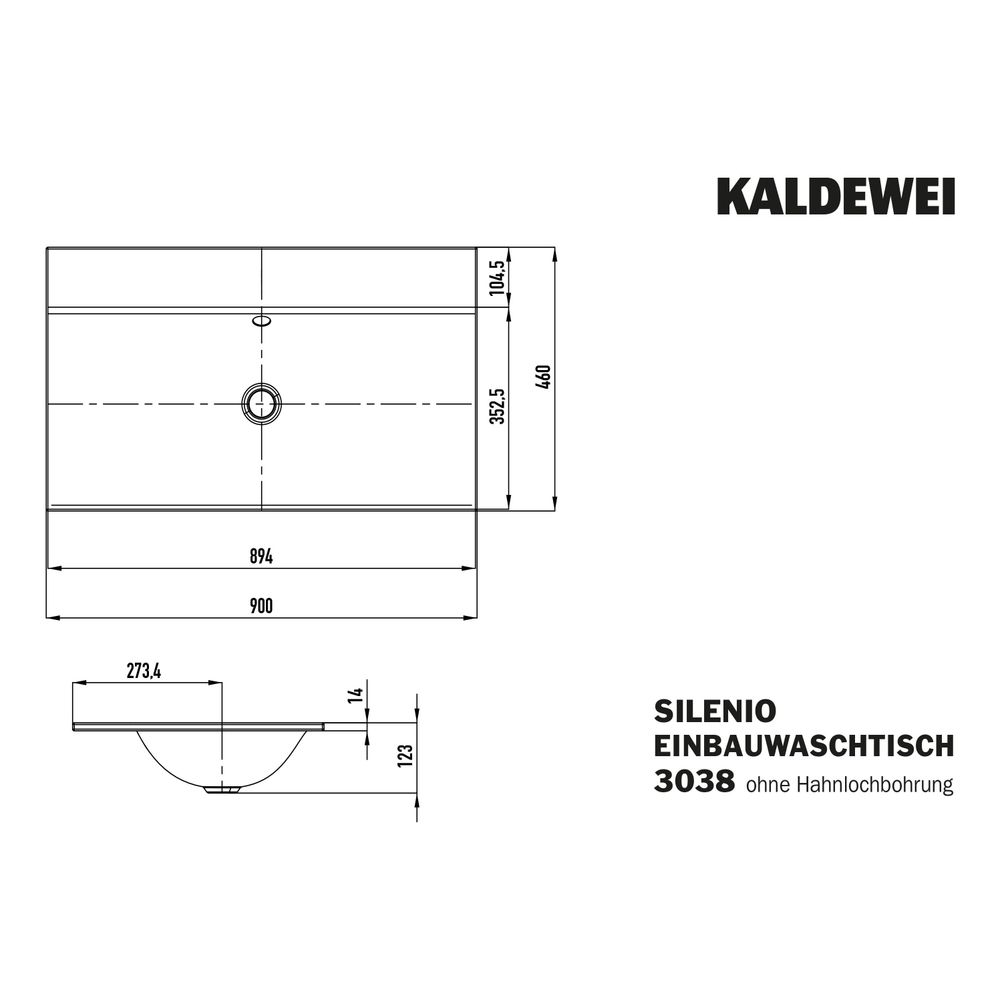 Kaldewei Einbauwaschtisch Silenio rechteckig 123x460x900mm, Schwarz/Mattschwarz,... KALDEWEI-907807253701 4063728857178 (Abb. 4)