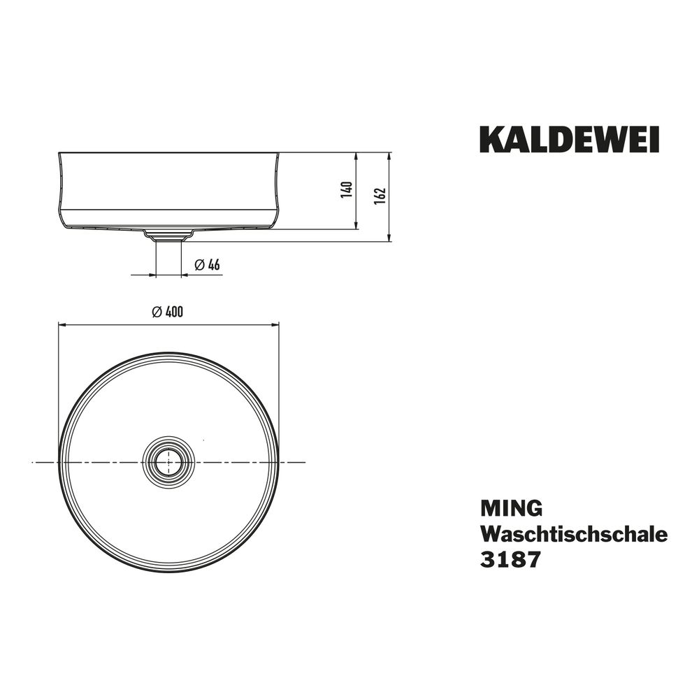 Kaldewei Schale Ming rund 162x400x400mm, Alpinweiß Matt, ohne HL, ohne ÜL mit Pe... KALDEWEI-913406003711 4063728694599 (Abb. 3)