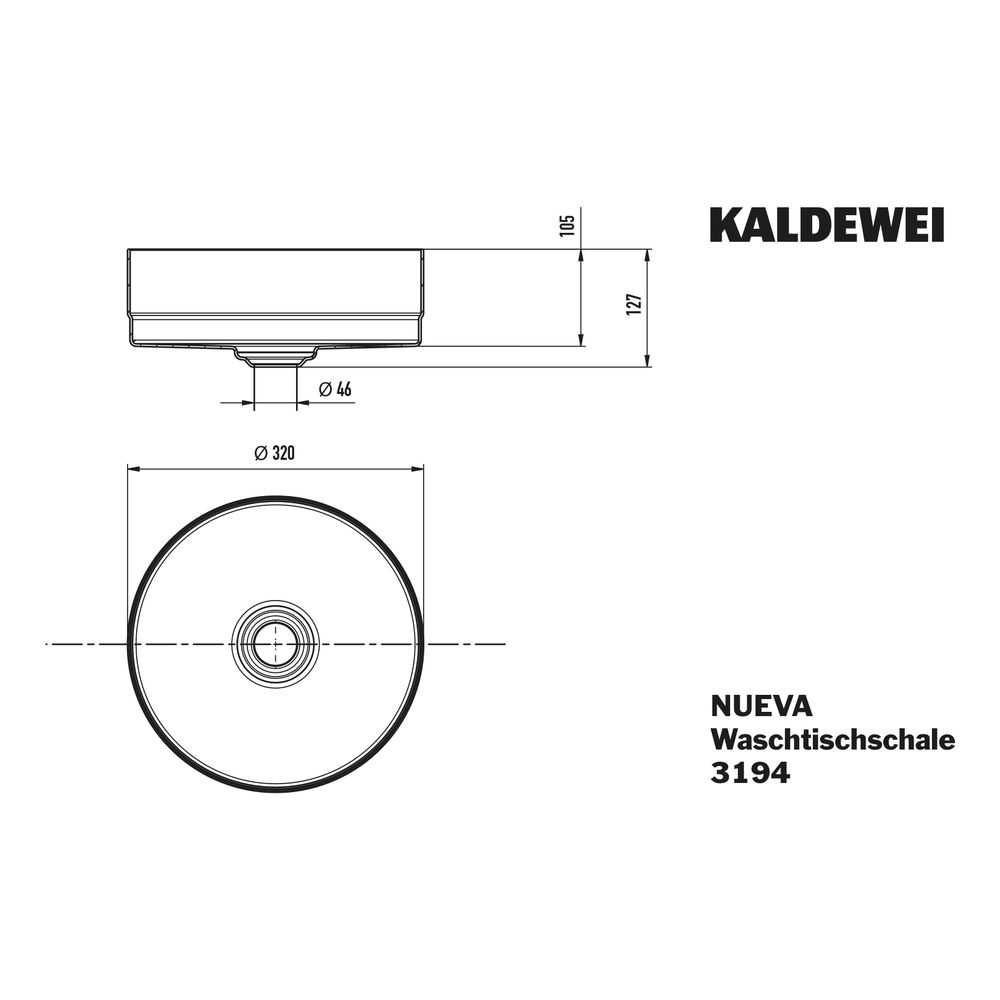 Kaldewei Schale Nueva rund 127x320x320mm, Cool Grey 90, ohne HL, ohne ÜL mit Per... KALDEWEI-911506003667 4063728695503 (Abb. 2)