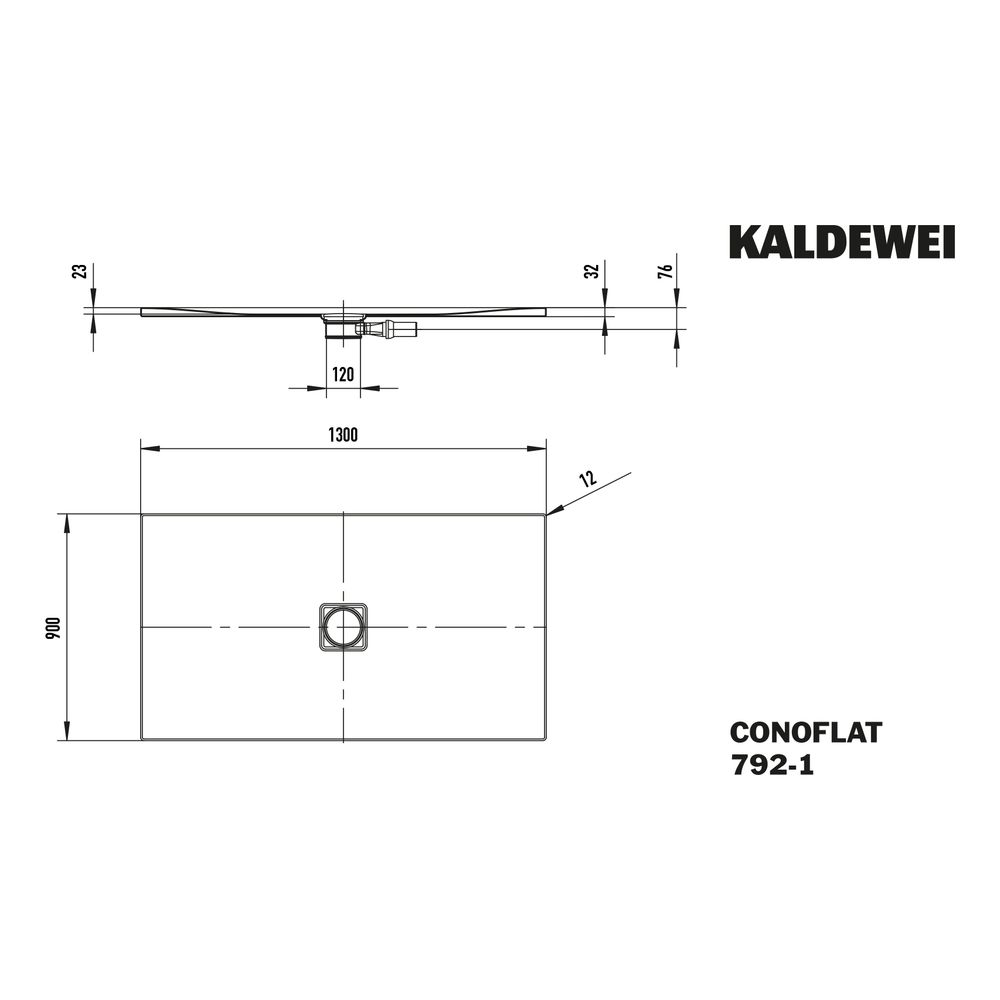 Kaldewei Duschwanne Conoflat Rechteckig 32/23x1300x900mm d. 120mm Pergamon, m. A... KALDEWEI-466230000231 4055761078962 (Abb. 3)