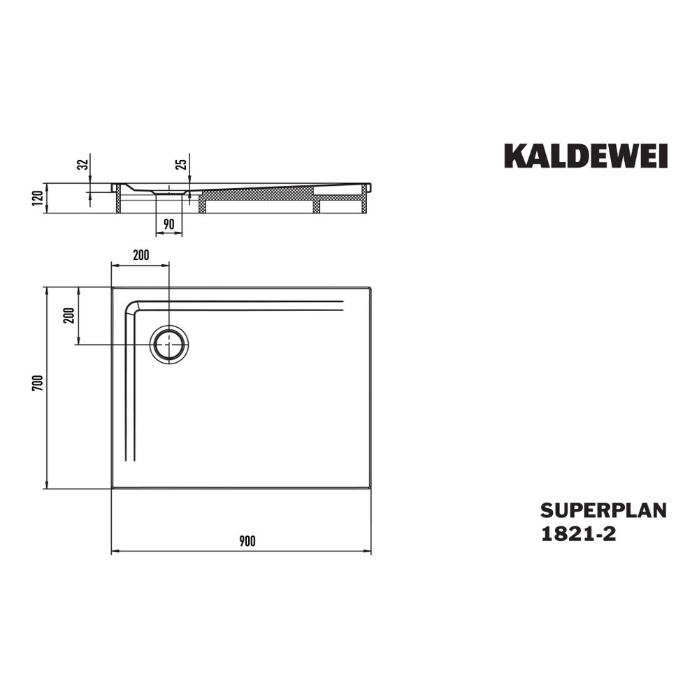 Kaldewei Duschwanne Superplan Rechteckig 32/25x900x700mm d. 90mm Alpinweiß/Weiß,... KALDEWEI-382148040001 4055761323338 (Abb. 3)