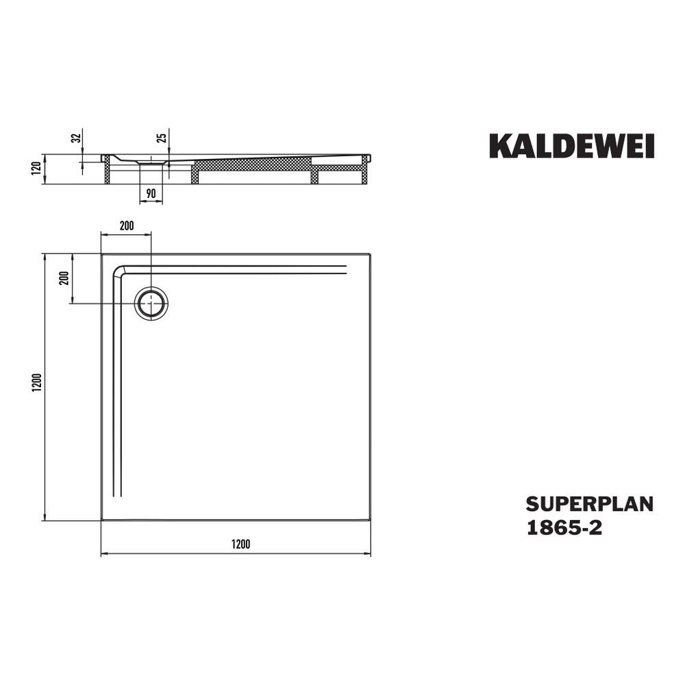 Kaldewei Duschwanne Superplan Rechteckig 32/25x1200x1200mm d. 90mm Alpinweiß/Wei... KALDEWEI-386548040001 4055761323260 (Abb. 3)